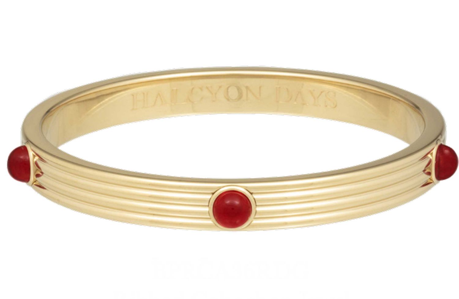 Halcyon Days Ribbed Cabohon Ruby Gold Bangle BPRCA36RDG, 5056327816249