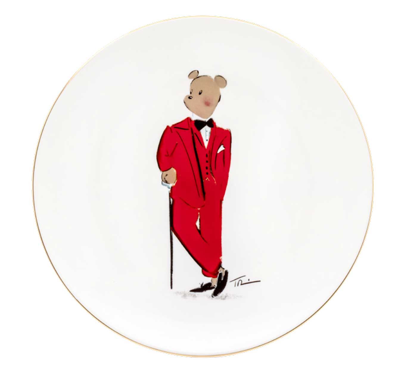 Halcyon Days Hal the Bear White 8 Inch Coupe Plate BCHAC038CG, 5056327816072