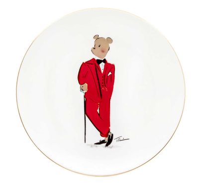 Halcyon Days Hal the Bear White 8 Inch Coupe Plate BCHAC038CG, 5056327816072