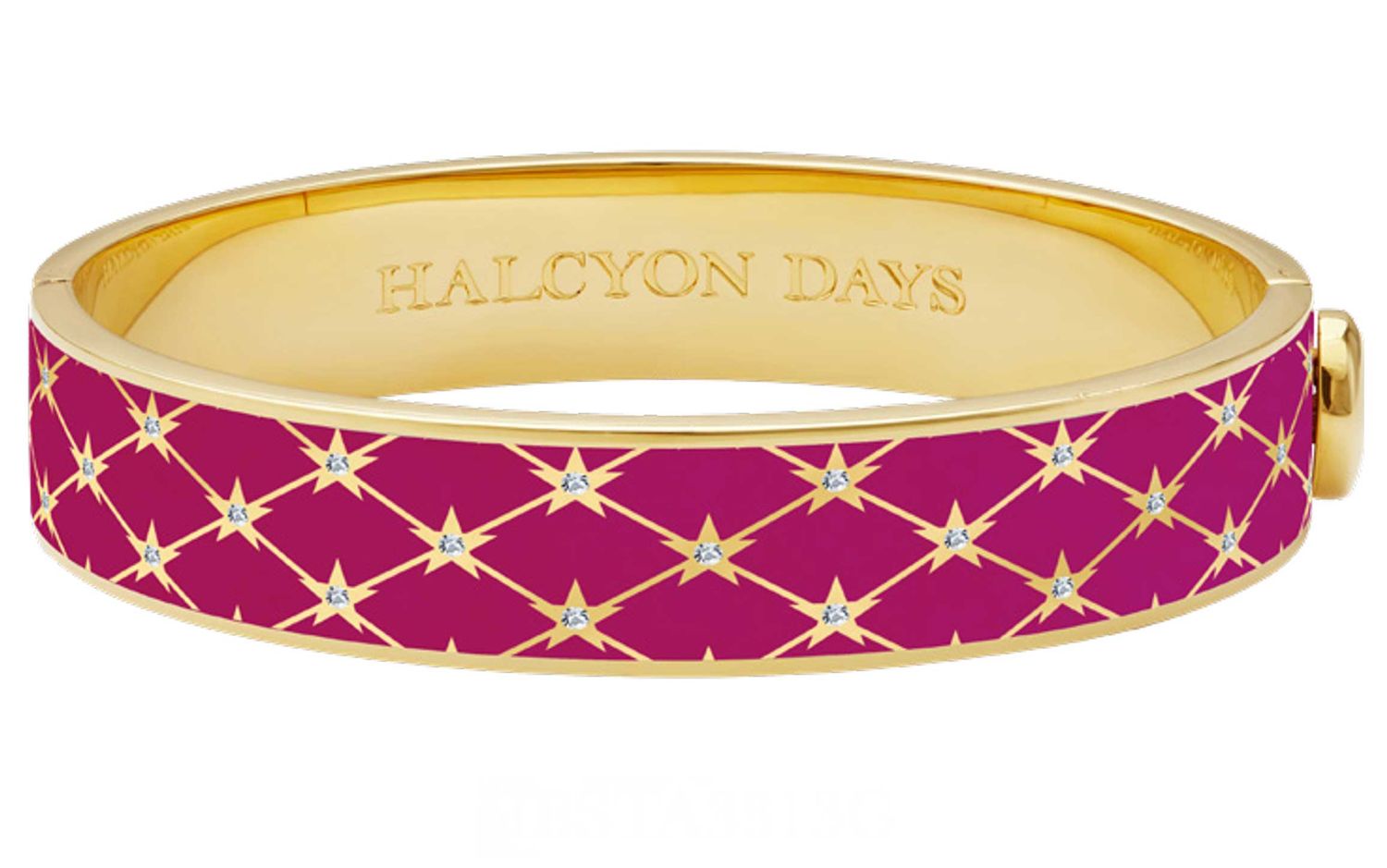 Halcyon Days 13mm Star Pink Tourmaline Gold Hinged Bangle HBSTA3313G, 5056327822424