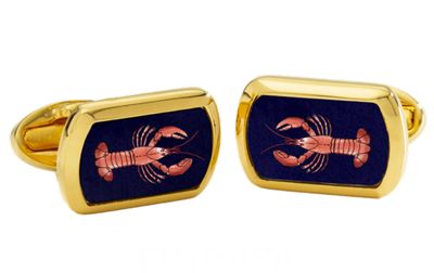 Halcyon Days Lobster Rectangular Cufflinks Black Gold CLLOB11RTG, 5056327817048
