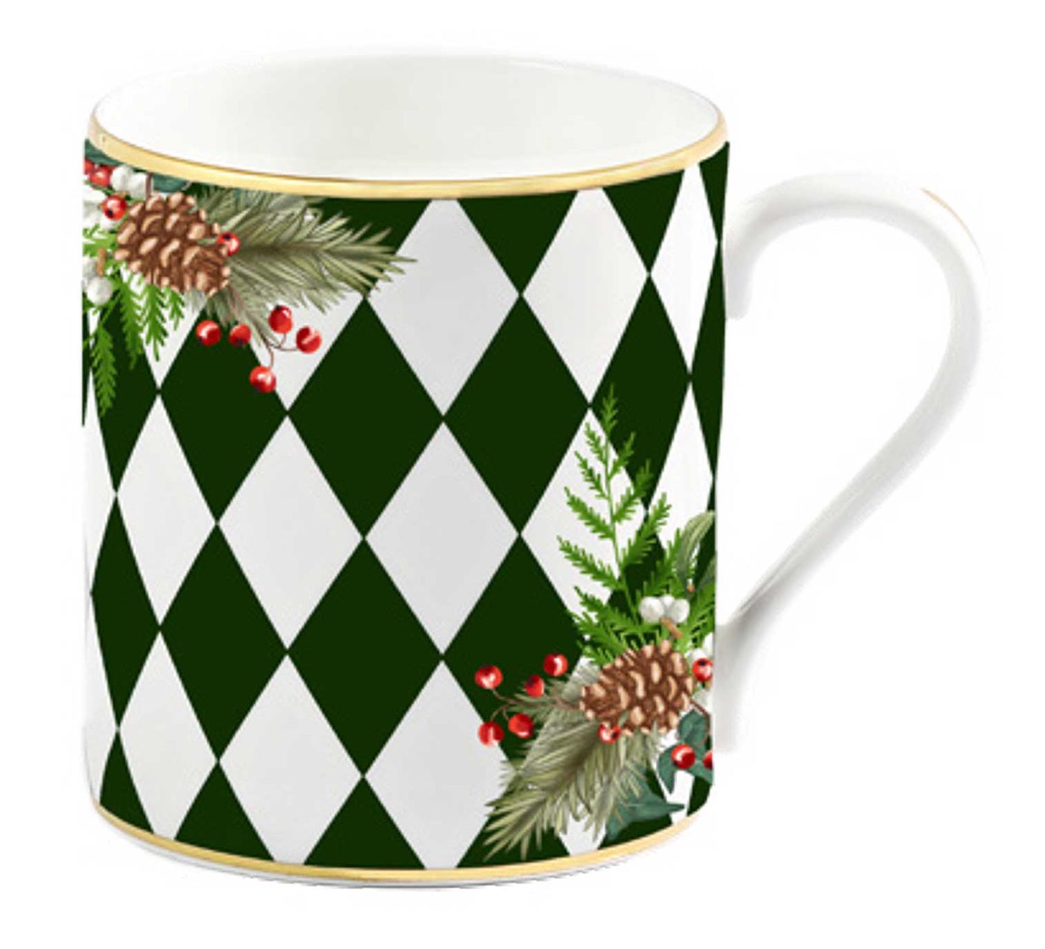 Halcyon Days Parterre Green with Garland Mug BCPAG09MGG, 5056327822158