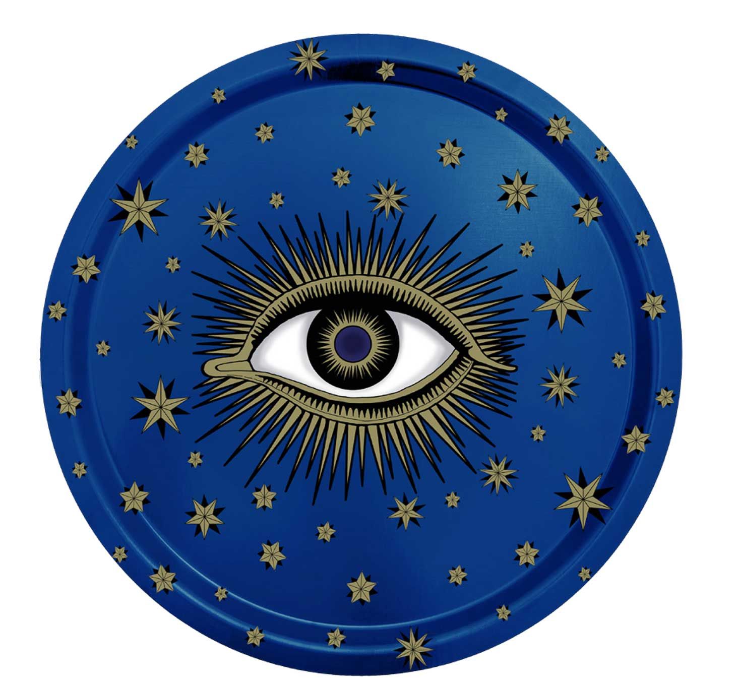 Halcyon Days Evil Eye Round Birchwood Tray TREVE11RT, 5056327822615