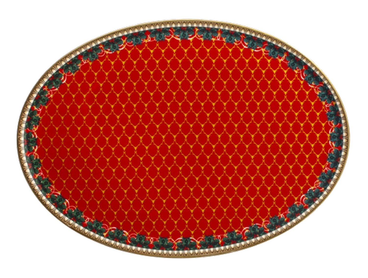 Halcyon Days Antler Trellis Red Gold Oval Plate (Candy Plate) BCGAS06CPG, 5055273100365