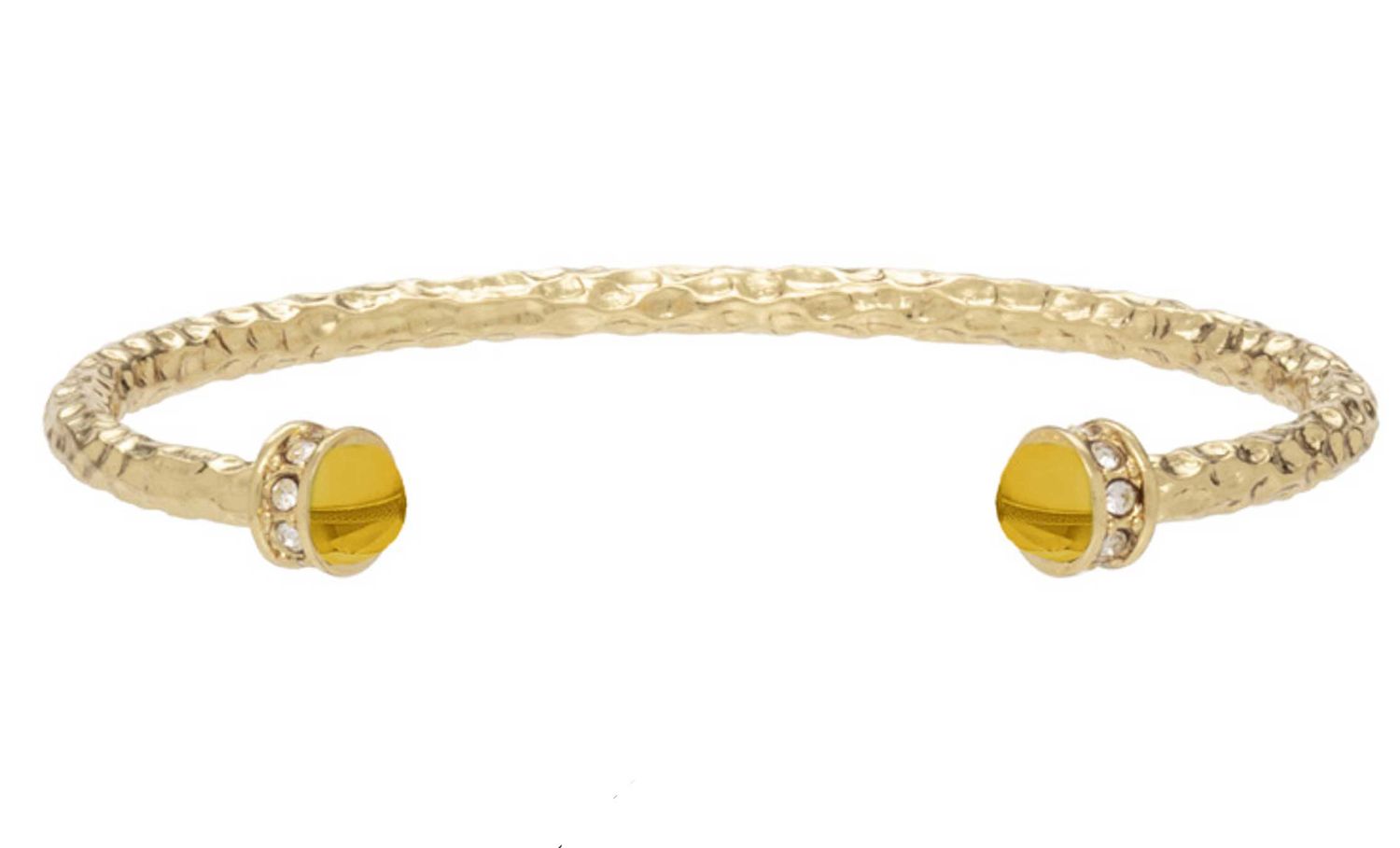 Halcyon Days Hammered Citrine Gold Torque Bangle BRSHS37HTG, 5056327821267