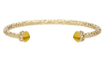 Halcyon Days Hammered Citrine Gold Torque Bangle BRSHS37HTG, 5056327821267
