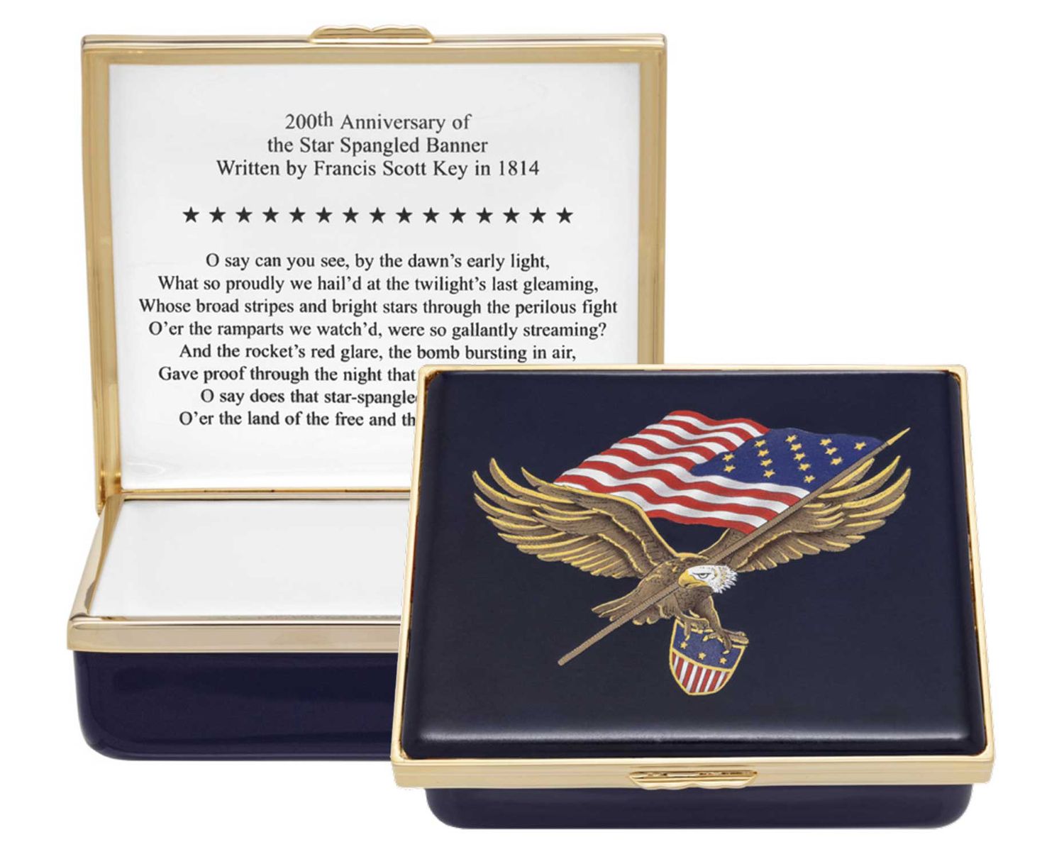 Halcyon Days Star Spangled Banner Large Enamel Box ENSSB1112G, 5060171107910