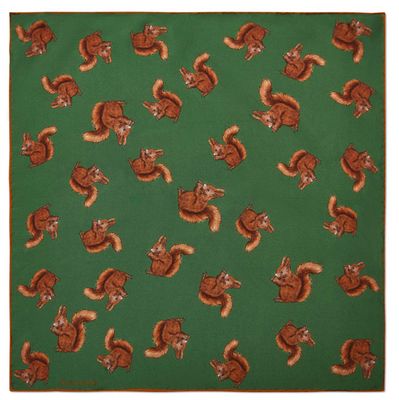 Halcyon Days Woodland Wildlife Squirrel 45 x 45cm 100% Silk Mini Scarf SAWWS09SS45, 5056327816911