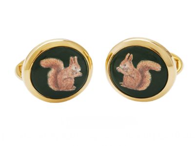 Halcyon Days Woodland Wildlife Squirrel Round Cufflinks Green Gold CLWWS09RDG, 5056327814337