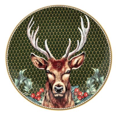 Halcyon Days Antler Trellis Green &amp; Stag 8 Inch Coupe Plate BCGAS098CG, 5056327817628