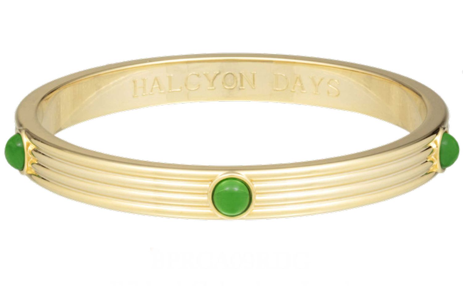 Halcyon Days Ribbed Cabochon Emerald Gold Bangle BPRCA09RDG, 5056327816225