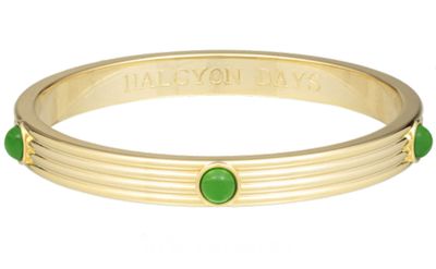Halcyon Days Ribbed Cabochon Emerald Gold Bangle BPRCA09RDG, 5056327816225