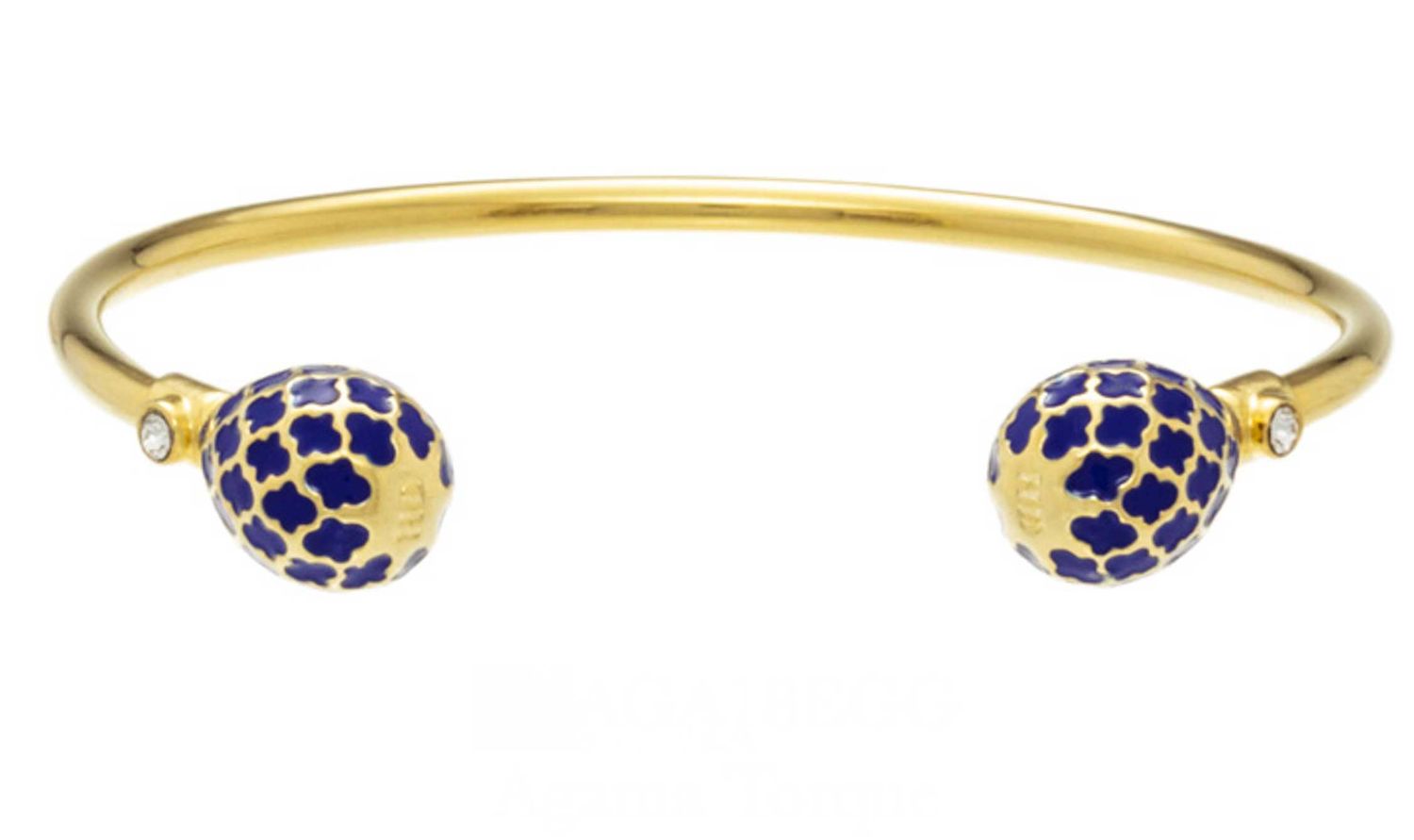 Halcyon Days Agama Deep Cobalt Gold Torque Bangle BRAGA18EGG, 5056327819899