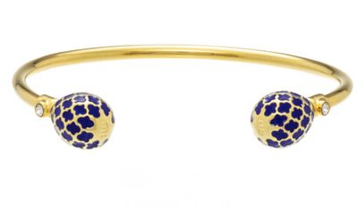 Halcyon Days Agama Deep Cobalt Gold Torque Bangle BRAGA18EGG, 5056327819899
