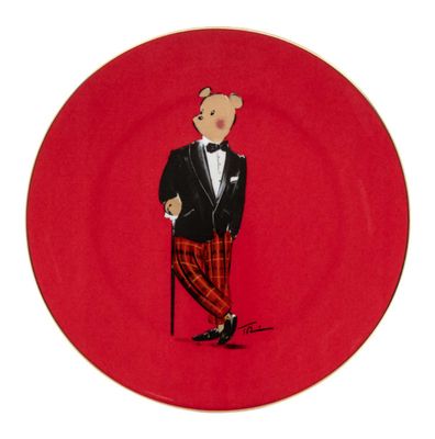 Halcyon Days Hal the Bear Red 8 Inch Coupe Plate BCHAC068CG, 5056327816065