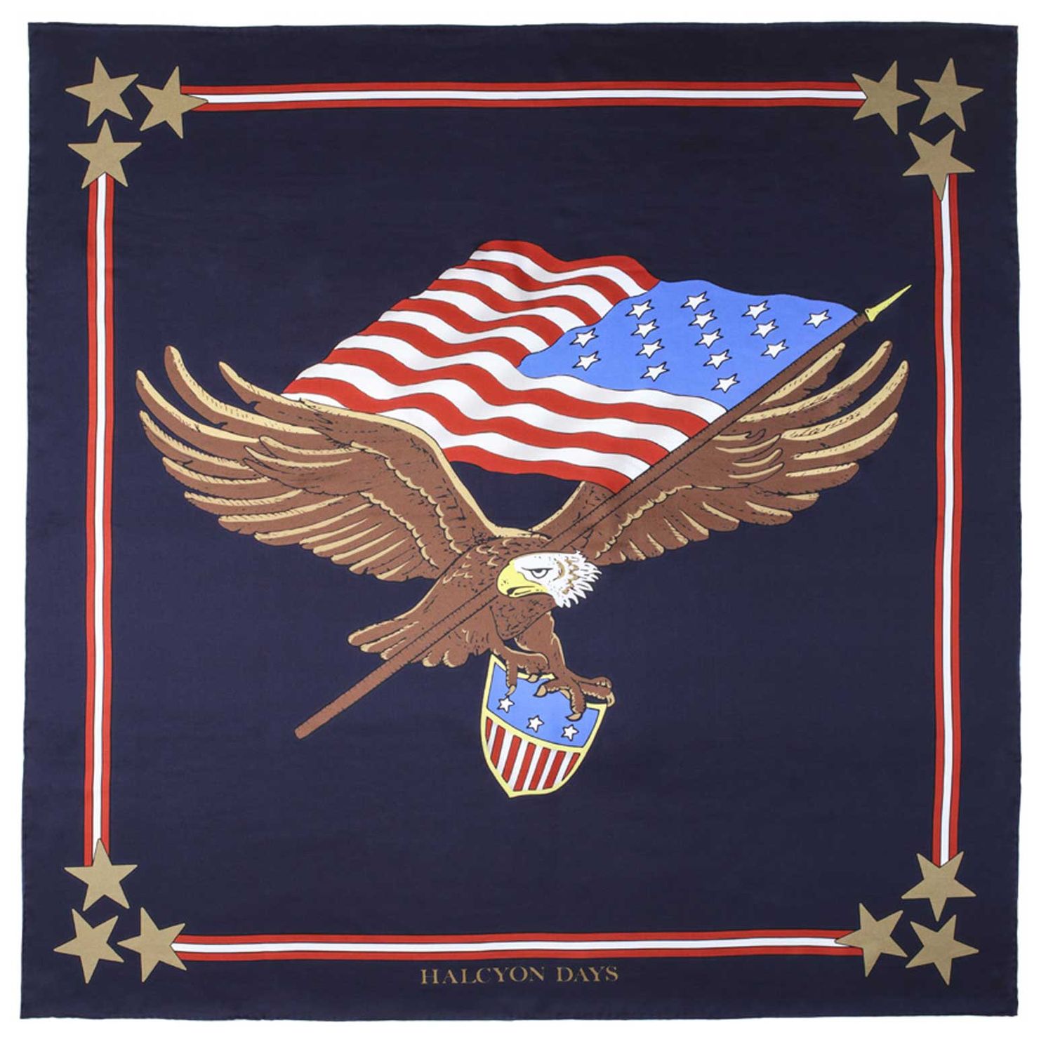 Halcyon Days Star Spangled Banner 45 x 45cm 100% Silk Mini Scarf SASSB10SS45, 5056327819912