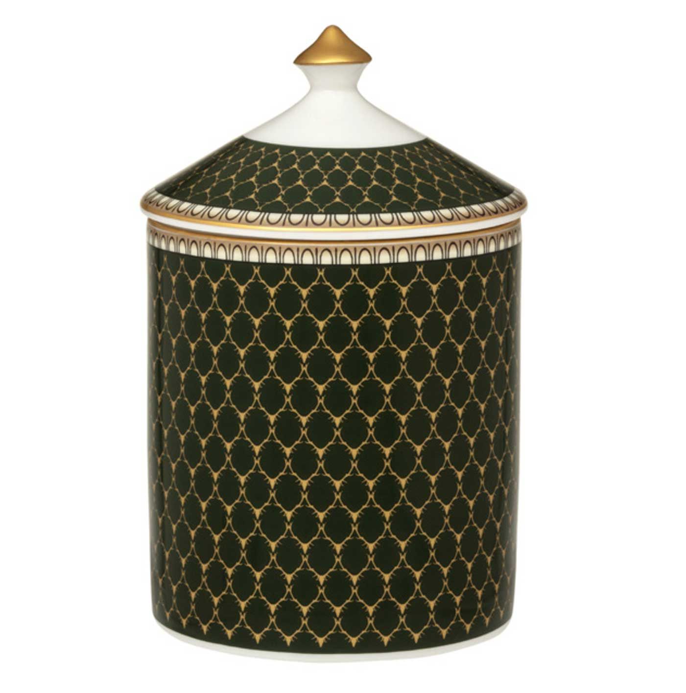 Halcyon Days Antler Trellis Dark Green Gold Scottish Pine Lidded Candle BCGAT09LCG, 5056327817727