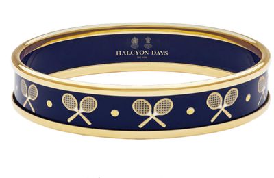 Halcyon Days 1cm Tennis Navy Gold Small Bangle PBTRB1110GS, 5056327814399