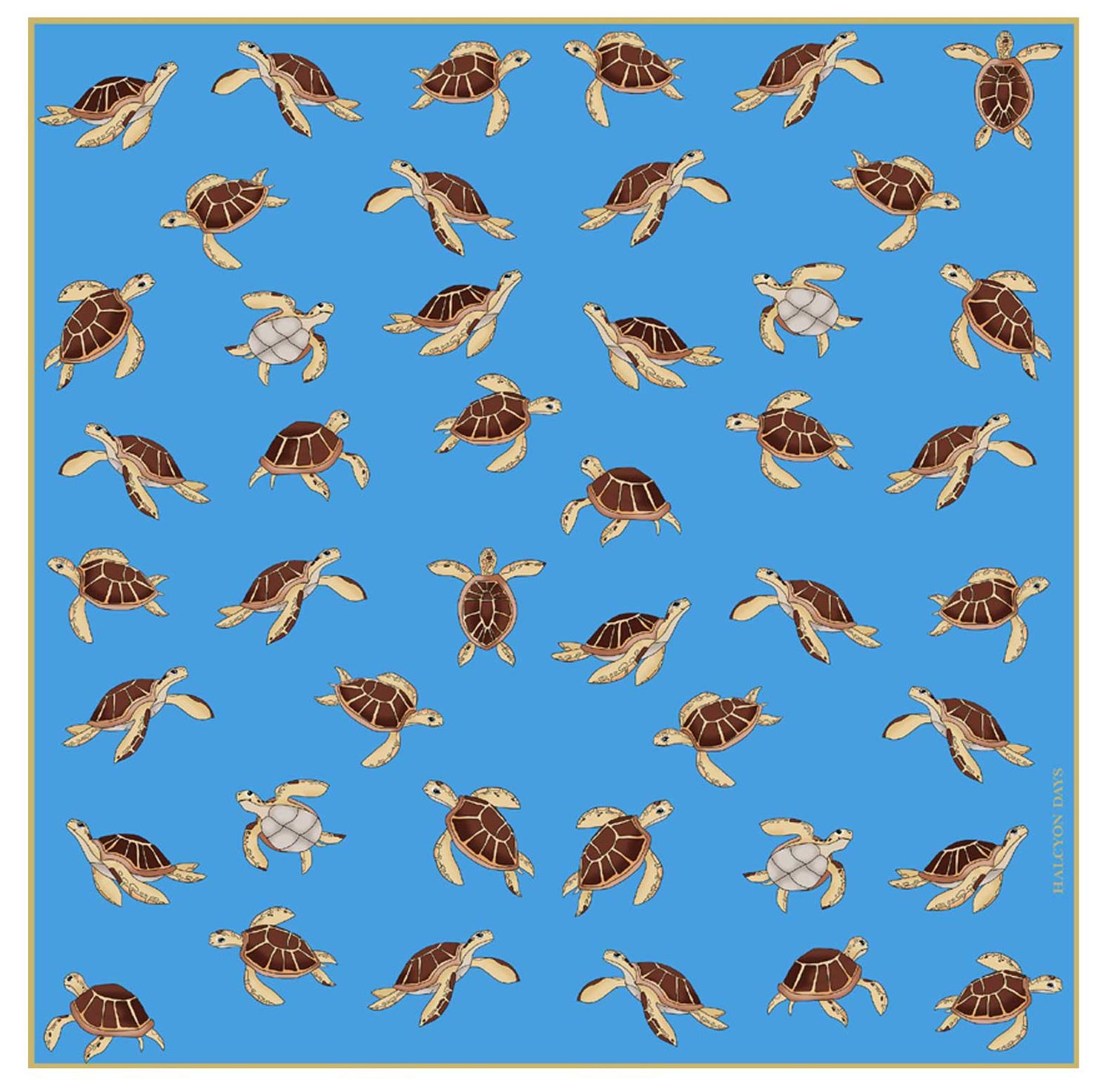 Halcyon Days Turtles 45 x 45cm 100% Silk Mini Scarf SATUR10SS45, 5056327822554