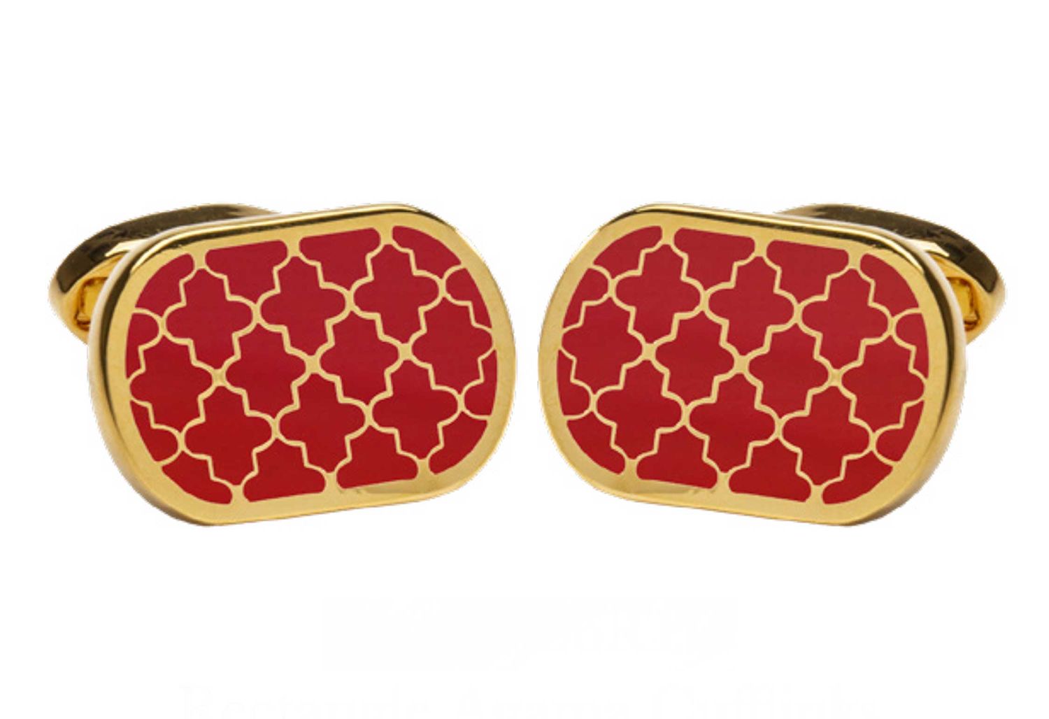 Halcyon Days Rectangle Agama Cufflinks Red/Gold CLAGA06RTG, 5060171155683