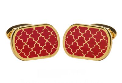 Halcyon Days Rectangle Agama Cufflinks Red/Gold CLAGA06RTG, 5060171155683