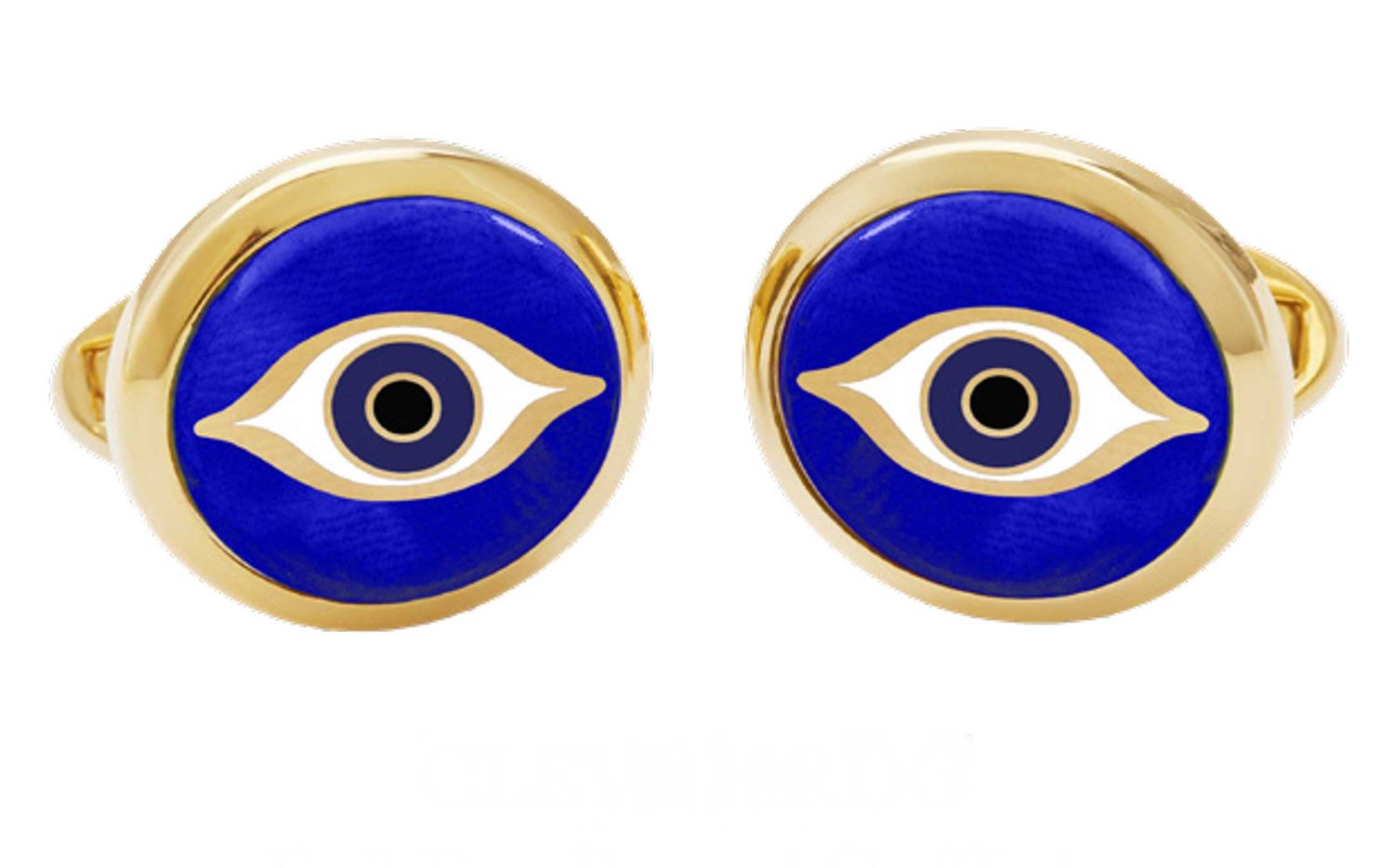 Halcyon Days Evil Eye Round Cufflinks Deep Cobalt Gold CLEVE10RDG, 5056327817017
