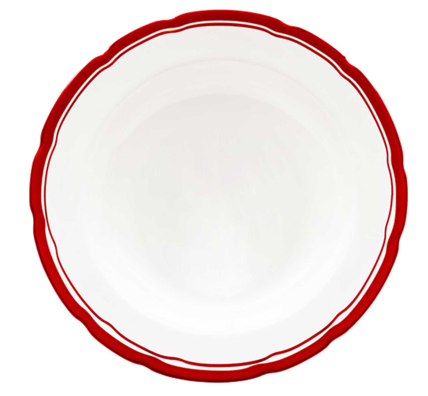 Halcyon Days Red Border 8 Inch Scalloped Plate BCPPL068AC, 5056327820307