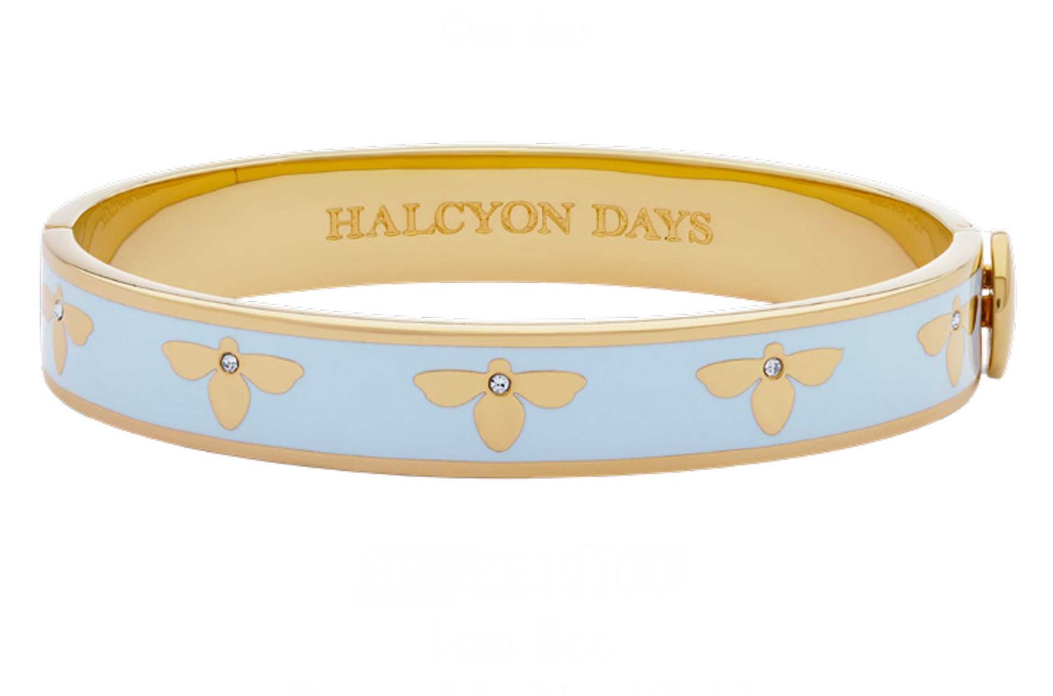 Halcyon Days 1cm Bee Forget Me Not Gold Hinged Bangle HBBEE1210G, 5056327815341