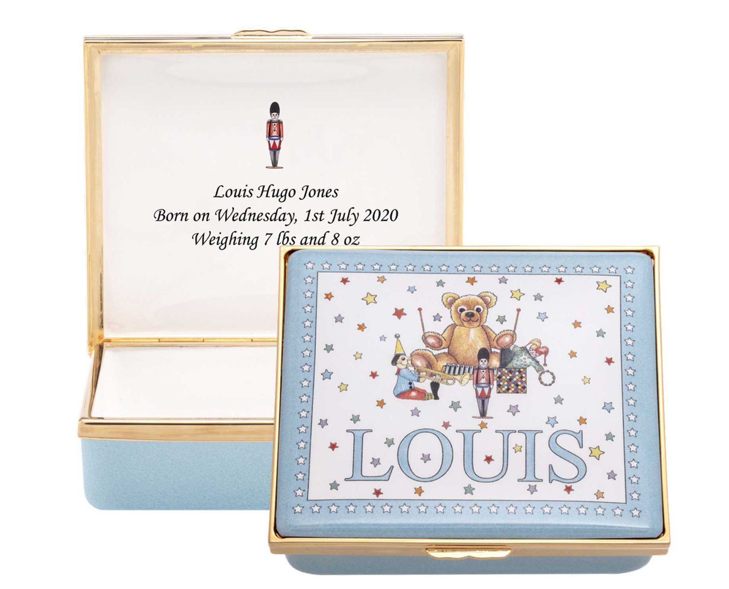 Halcyon Days Boy&#39;s Name Blue Enamel Box ENBOY1212G, 5056327816980