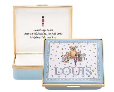 Halcyon Days Boy&#39;s Name Blue Enamel Box ENBOY1212G, 5056327816980