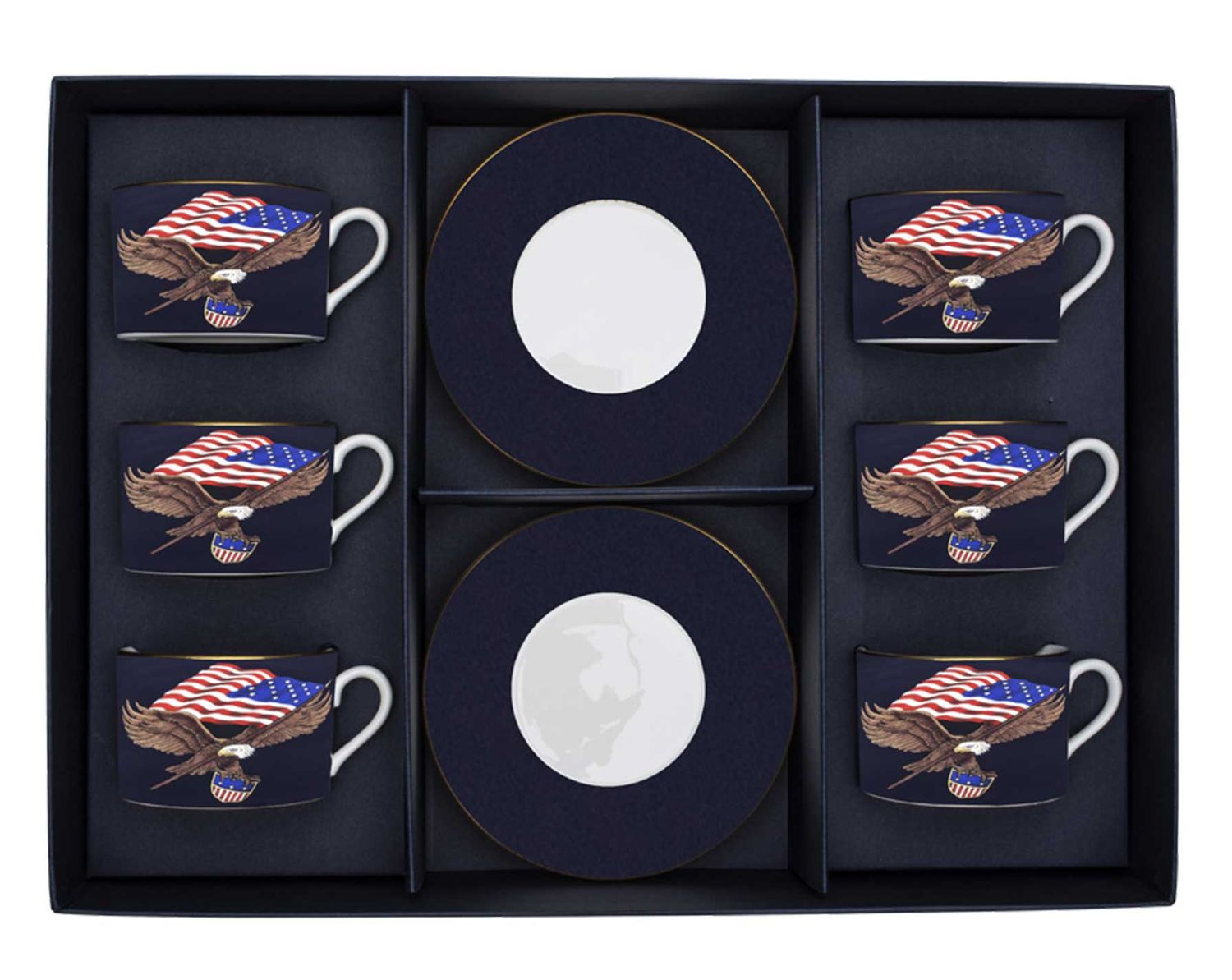 Halcyon Days Star Spangled Banner Teacup &amp; Saucer Set of 6 BCCSSB11T6G, 5055273107753