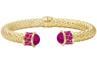 Halcyon Days Minoan Pink Tourmaline Gold Hinged Torque Bangle BRMIN33SHTG, 5055273107081