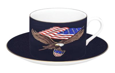 Halcyon Days Star Spangled Banner Teacup &amp; Saucer BCSSB11TSG, 5056327800477