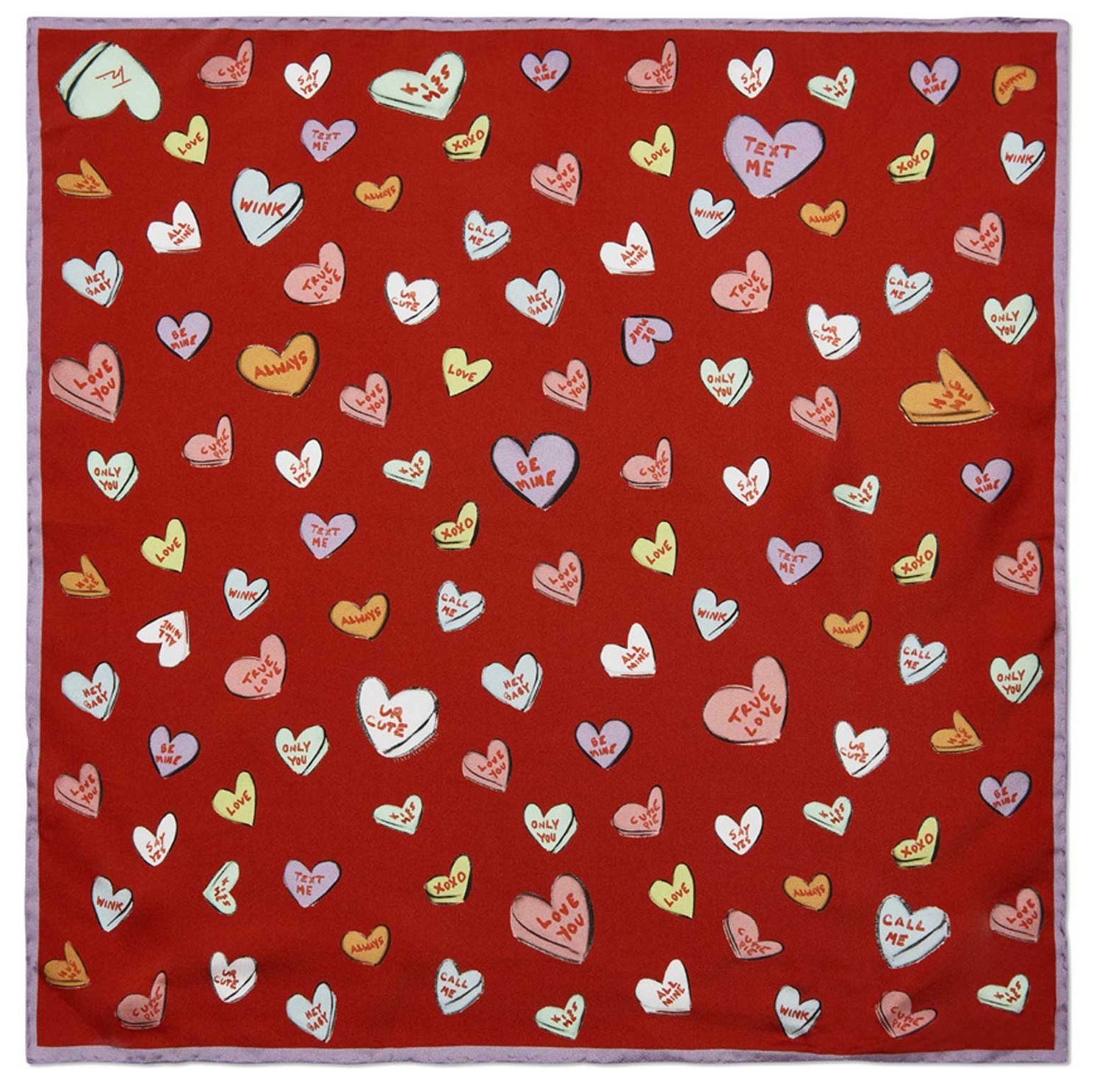 Halcyon Days Love Hearts Red 45x45 100% Silk Mini Scarf SATRL06SS45, 5056327816874