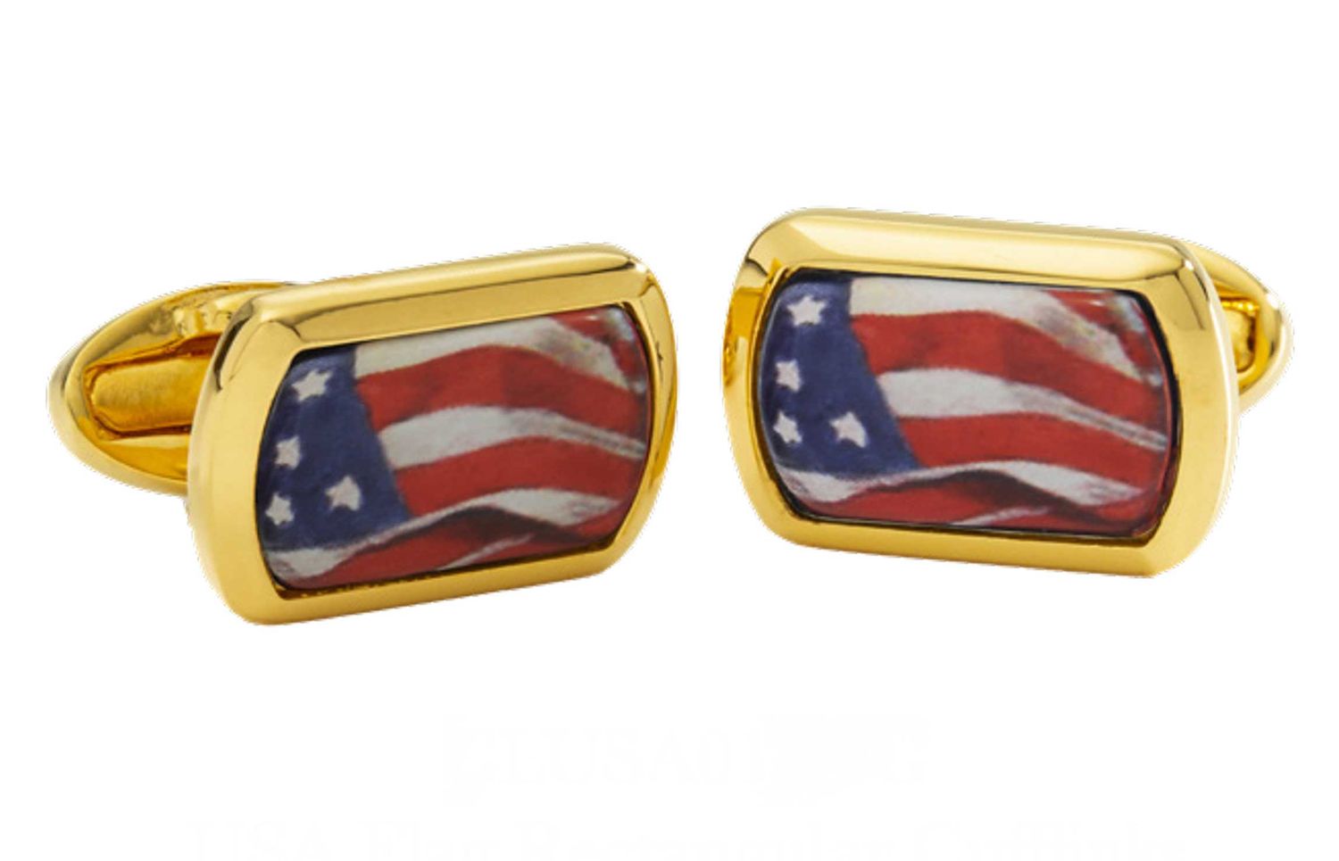 Halcyon Days USA Flag Rectangular Cufflinks Gold CLUSA01RTG, 5060171135111