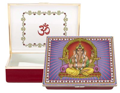 Halcyon Days Ganesh Red Base Enamel Box ENGAN0614G, 5056327816034