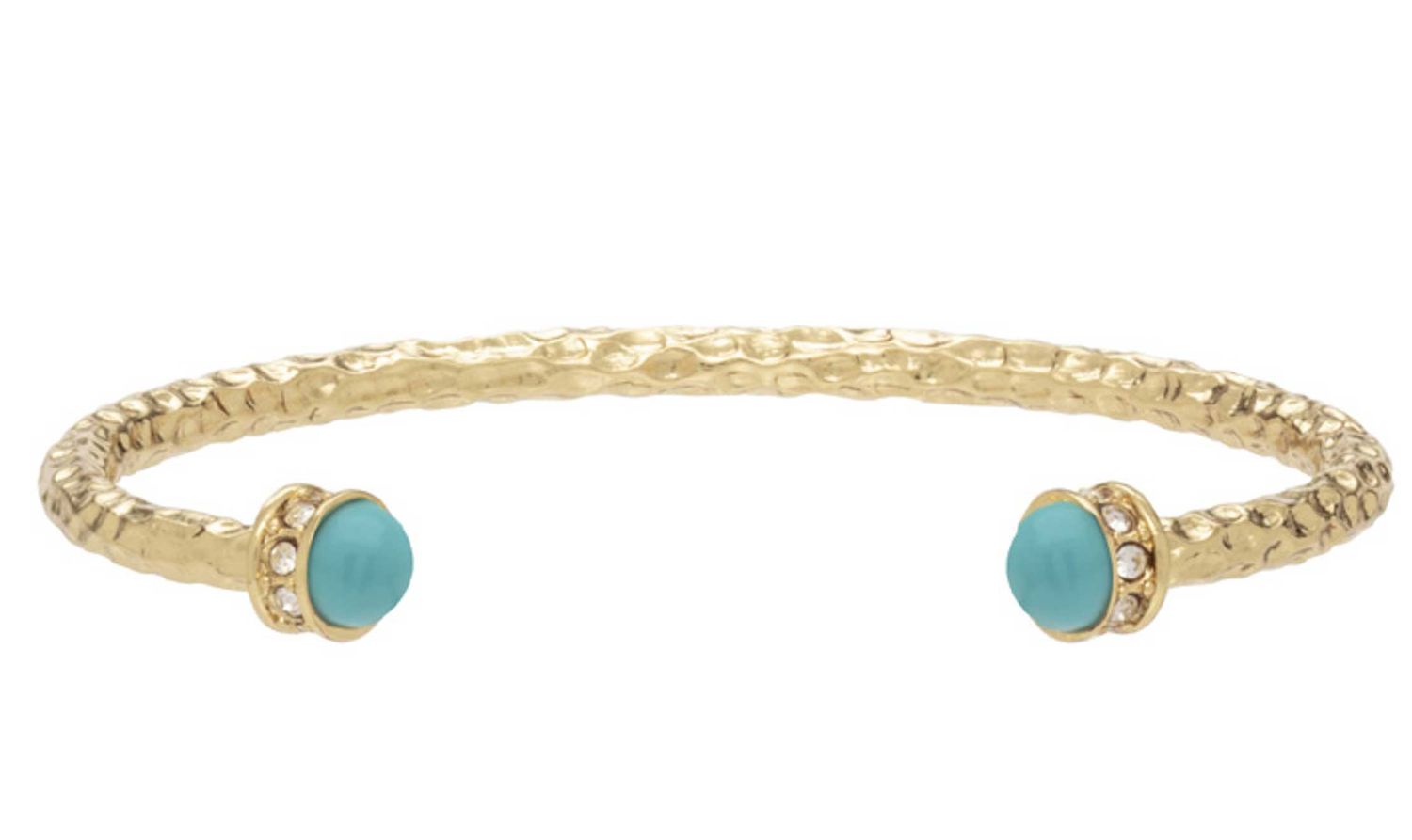Halcyon Days Hammered Turquoise Gold Torque Bangle BRSHS14HTG, 5056327814474