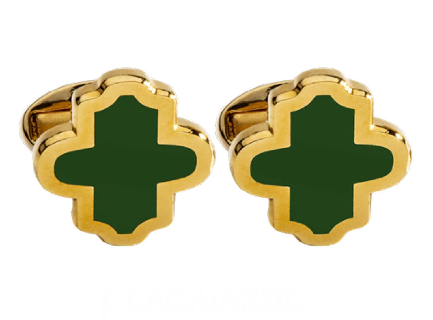 Halcyon Days Agama Motif Cufflinks Forest Green/Gold CLAGA09SHG, 5056327821663