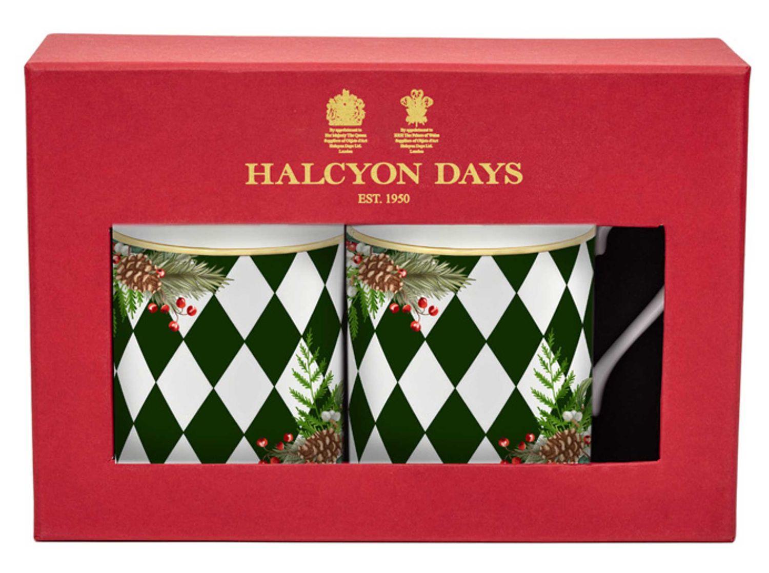 Halcyon Days Parterre Green with Garland Mug Set BCPAG09MSG, 5056327822172