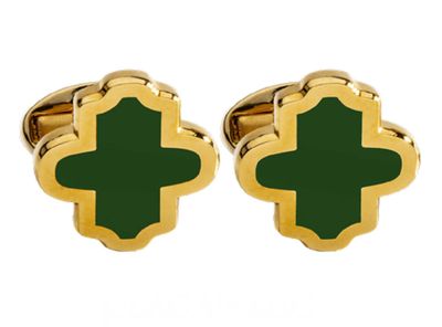 Halcyon Days Agama Motif Cufflinks Forest Green/Gold CLAGA09SHG, 5056327821663