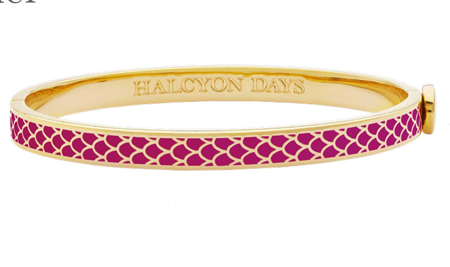 Halcyon Days 6mm Salamander Pink Tourmaline Gold Hinged Bangle HBSSA3306G, 5055273107203