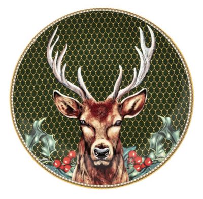 Halcyon Days Antler Trellis Green &amp; Stag 6 Inch Coupe Plate BCGAS096CG, 5056327822080
