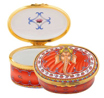 Halcyon Days Ganesh Enamel Box ENGAN0109G, 5060171134497