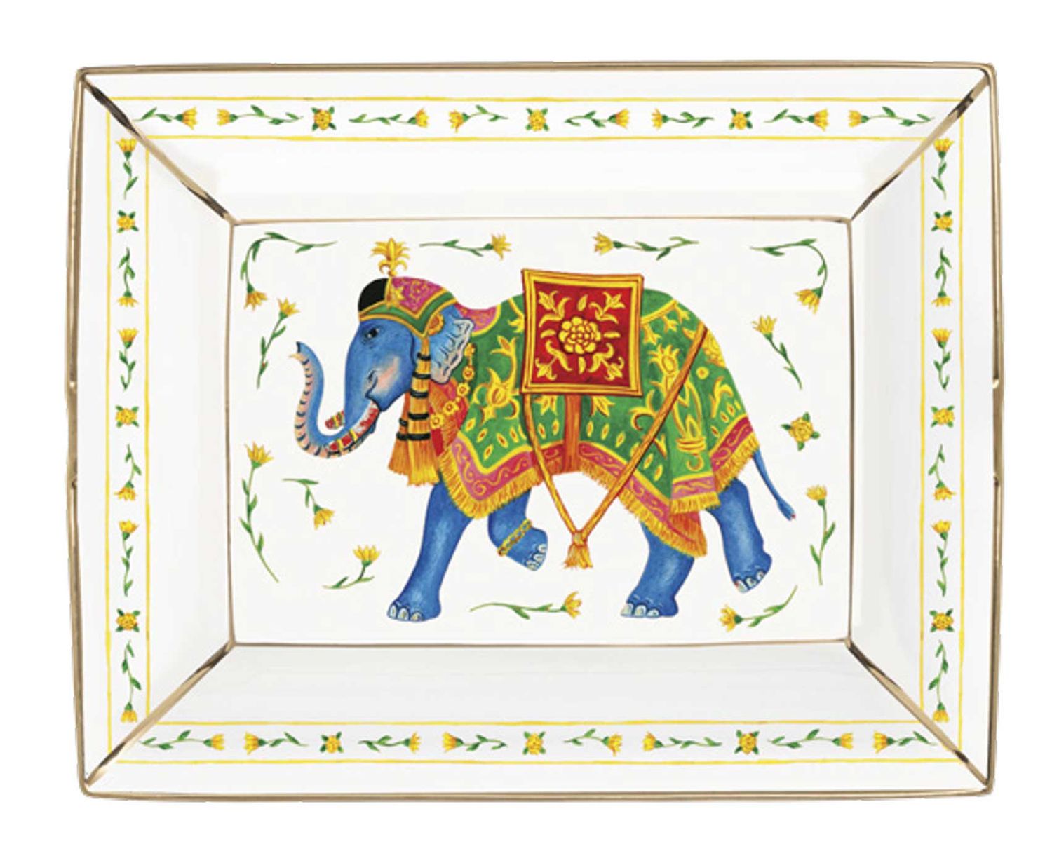 Halcyon Days Ceremonial Indian Elephant White Trinket Tray BCCIE03TTG, 5055273107722