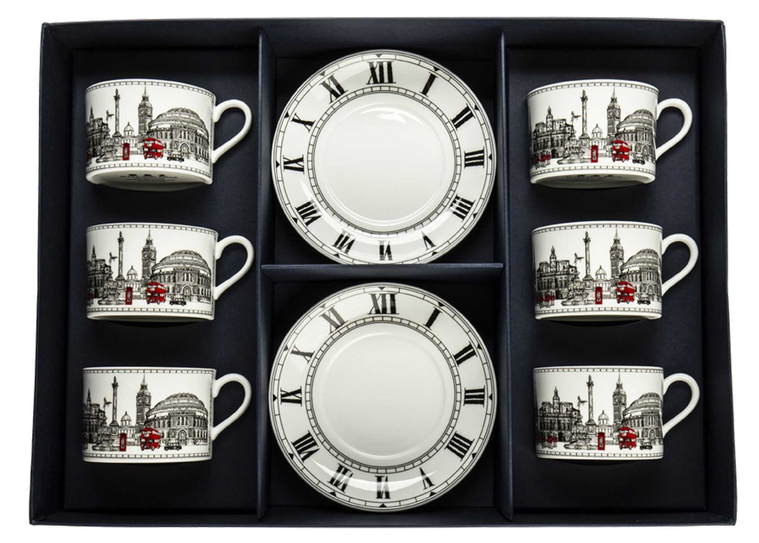 Halcyon Days The London Icons Teacup &amp; Saucer Set of 6 BCLON03T6N, 5056327800750