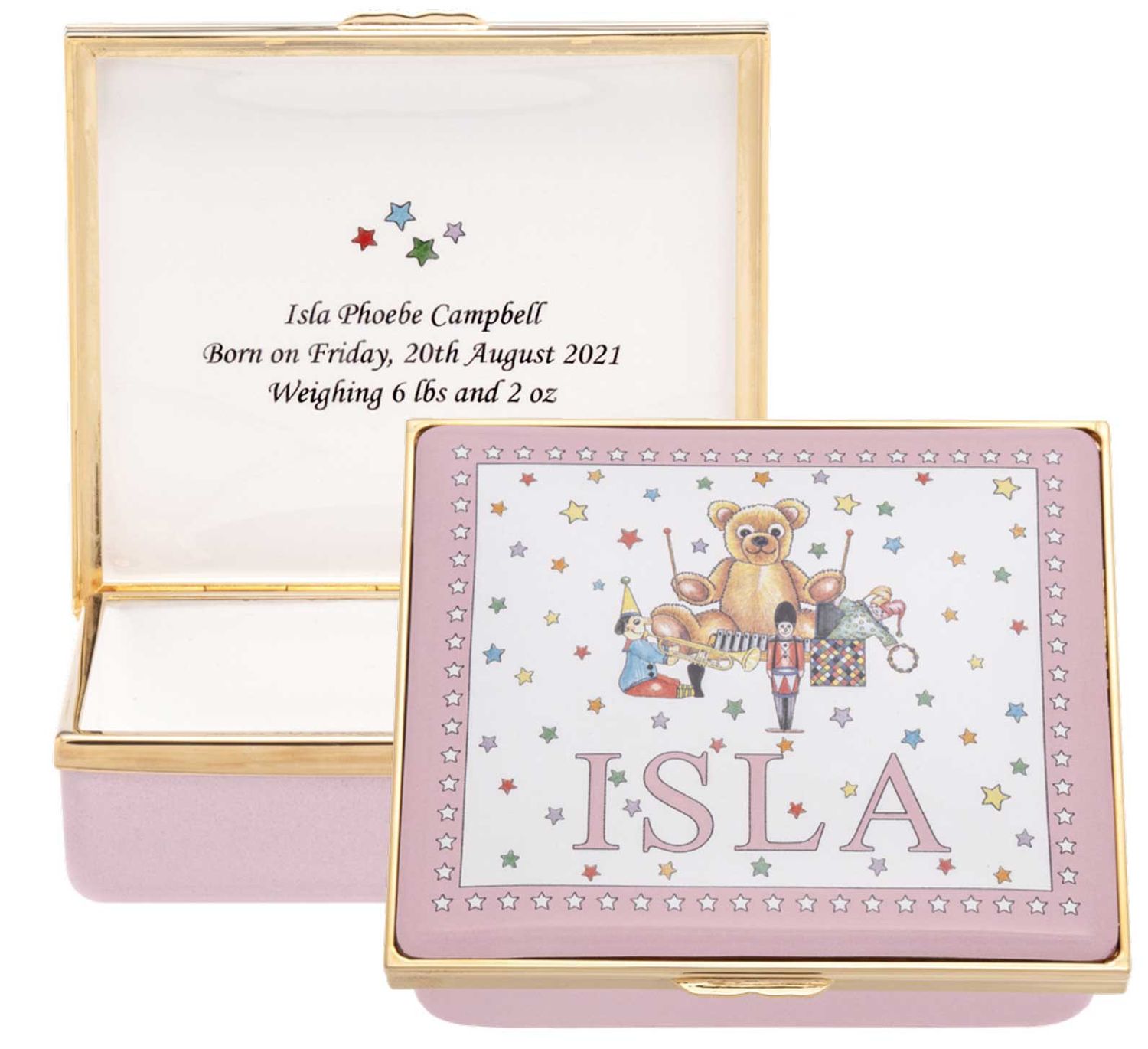 Halcyon Days Girl&#39;s Name Pink Enamel Box ENGIR2612G, 5056327816997