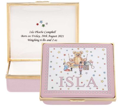Halcyon Days Girl&#39;s Name Pink Enamel Box ENGIR2612G, 5056327816997