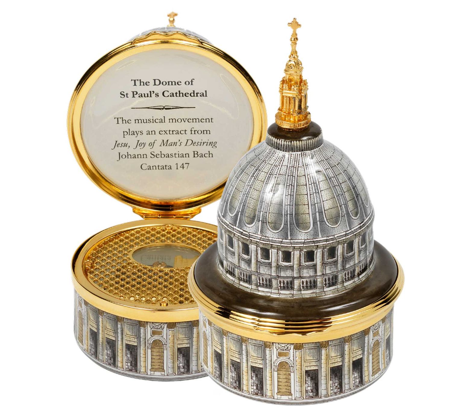 Halcyon Days St Paul&#39;s Cathedral Musical Box plays Jesu Joy ENSPC0133MG, 5056327812784