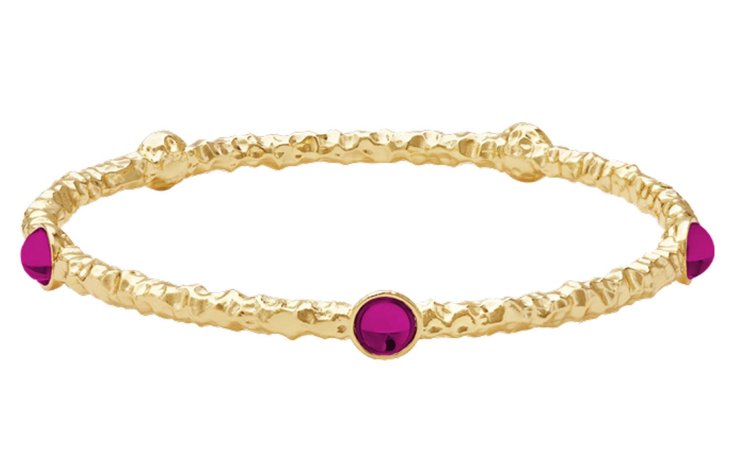 Halcyon Days Cabochon Pink Tourmaline Gold Bangle BPCAB33HTG, 5055273107111