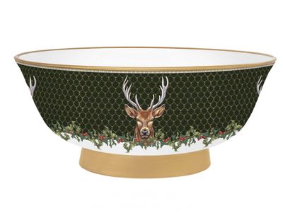 Halcyon Days Antler Trellis Green &amp; Stag Gold Presentation Bowl BCGAS09CBG, 5056327822233